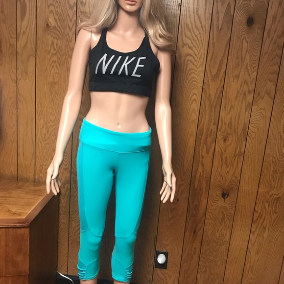 Alo yoga Cropped Workout-Leggings- Aqua Teal- Size None Good Condition - Picture 3 of 16